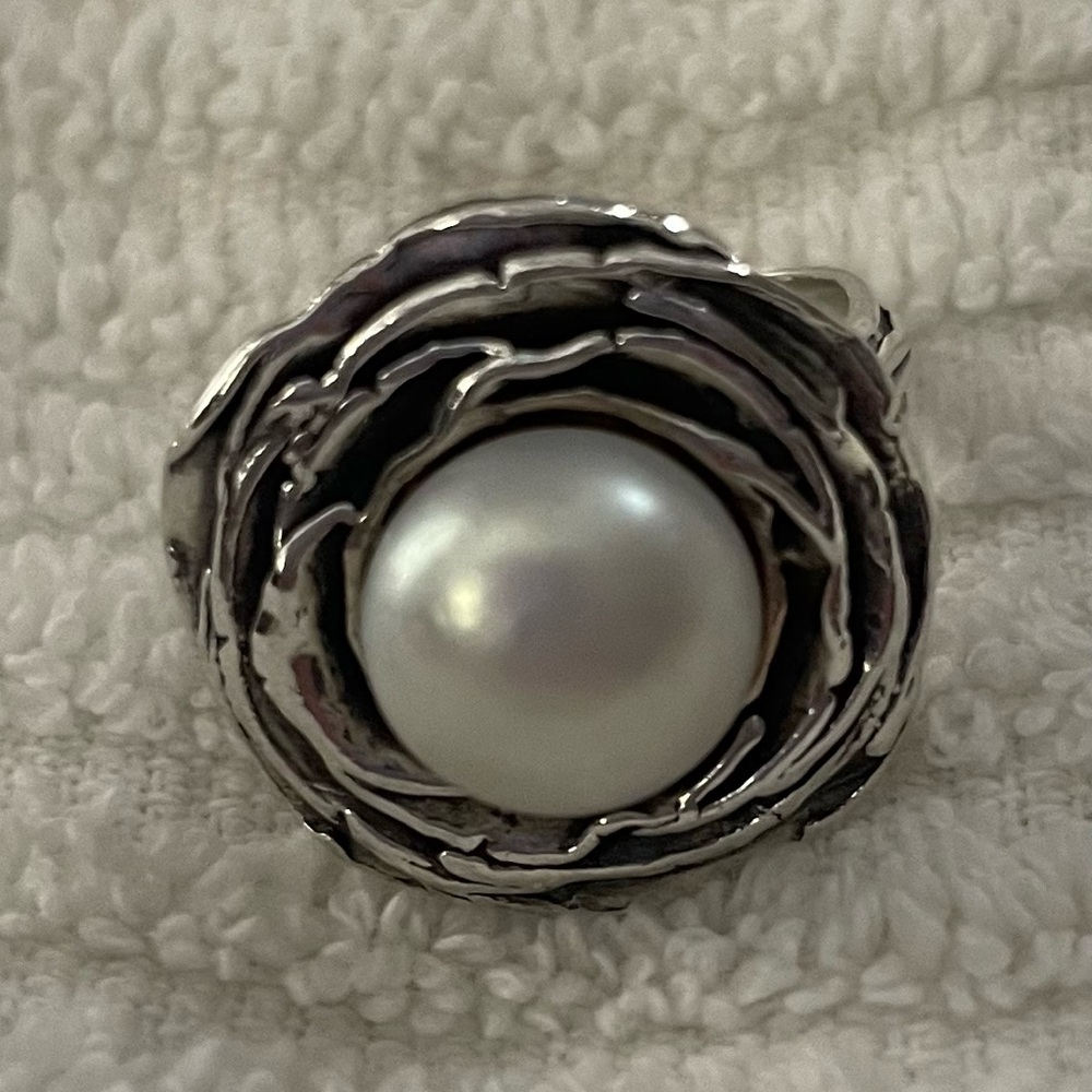 Sterling Silver Pearl Statement Ring - image 1